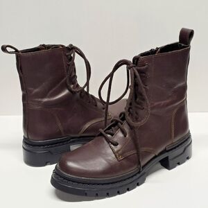 Steve Madden Jamisyn Combat Boots Brown Genuine Leather Women's 9.5